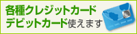 各種クレジットカード、デビットカード使えます